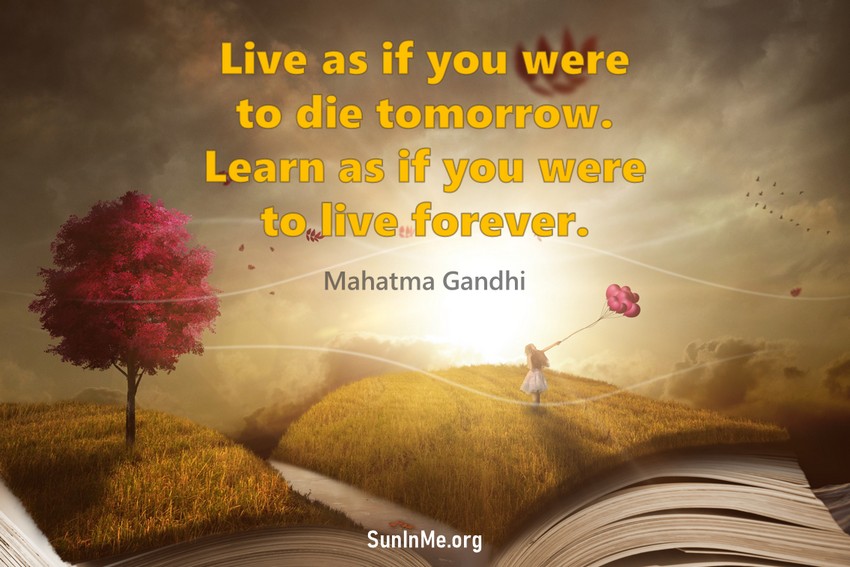 Live as if you were to die tomorrow. Learn as if you were to live forever.